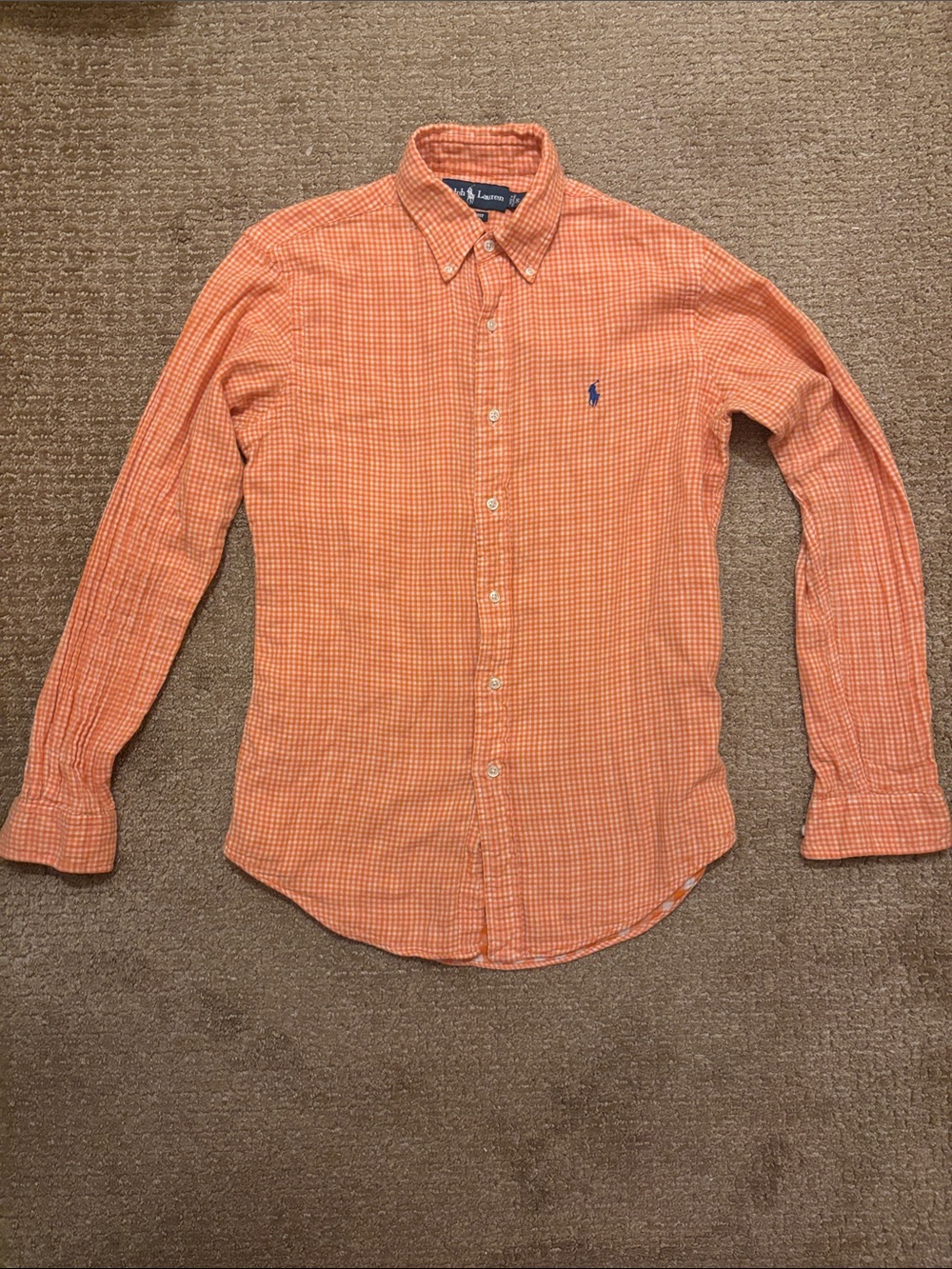 Ralph Lauren Men’s Small Orange Custom Fit Long Sleeve Button Down